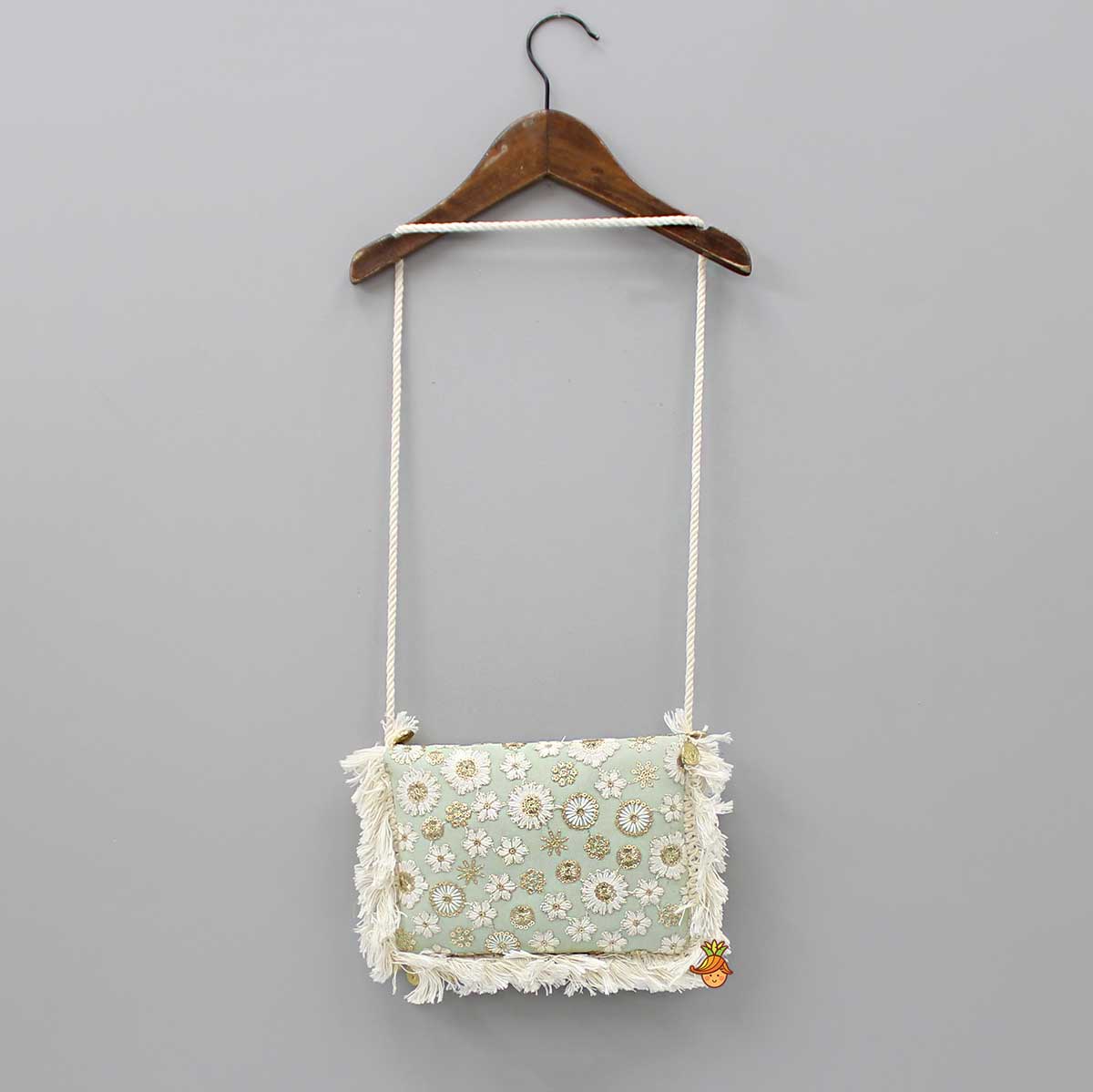 Pre Order: Embroidered Green Sling Bag