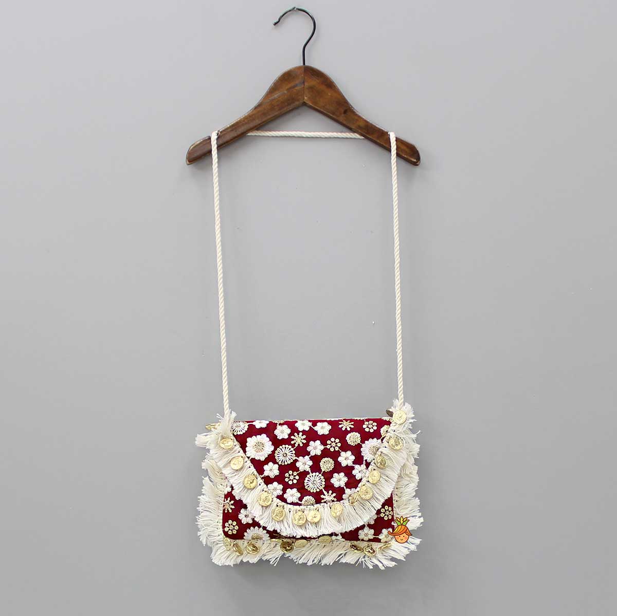 Pre Order: Embroidered Red Sling Bag