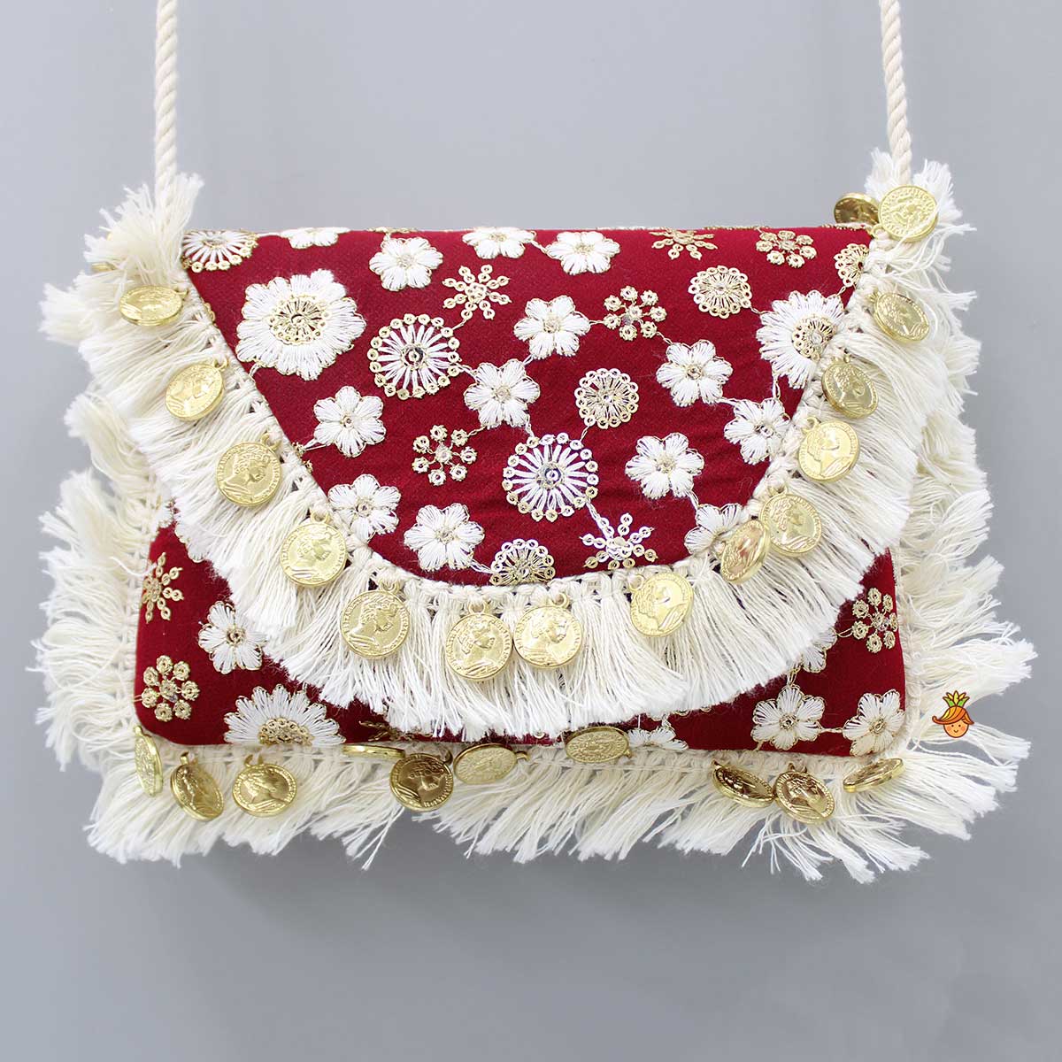 Pre Order: Embroidered Red Sling Bag