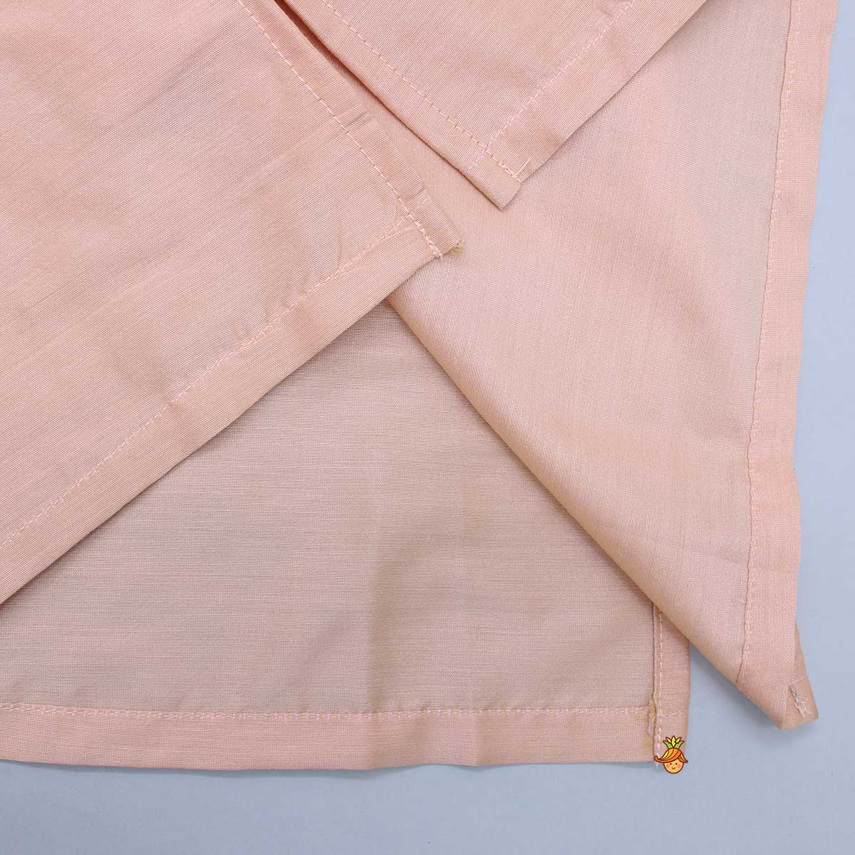 Peach Kurta With Embroidered Pocket Detail Jacket And Pyjama