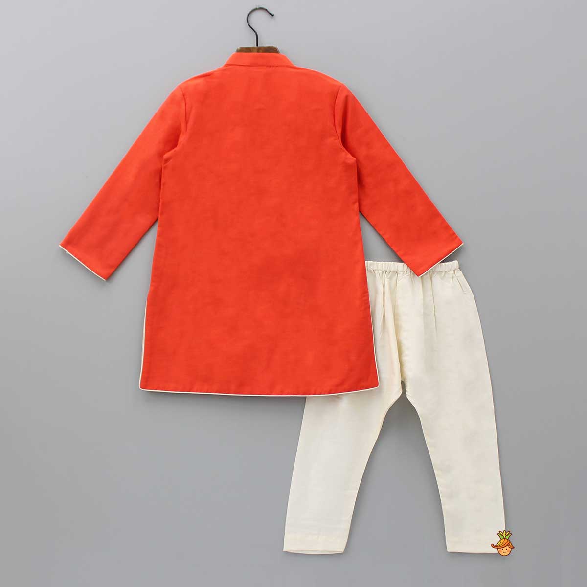 Pre Order: Orange Gota Work Kurta And Pyjama