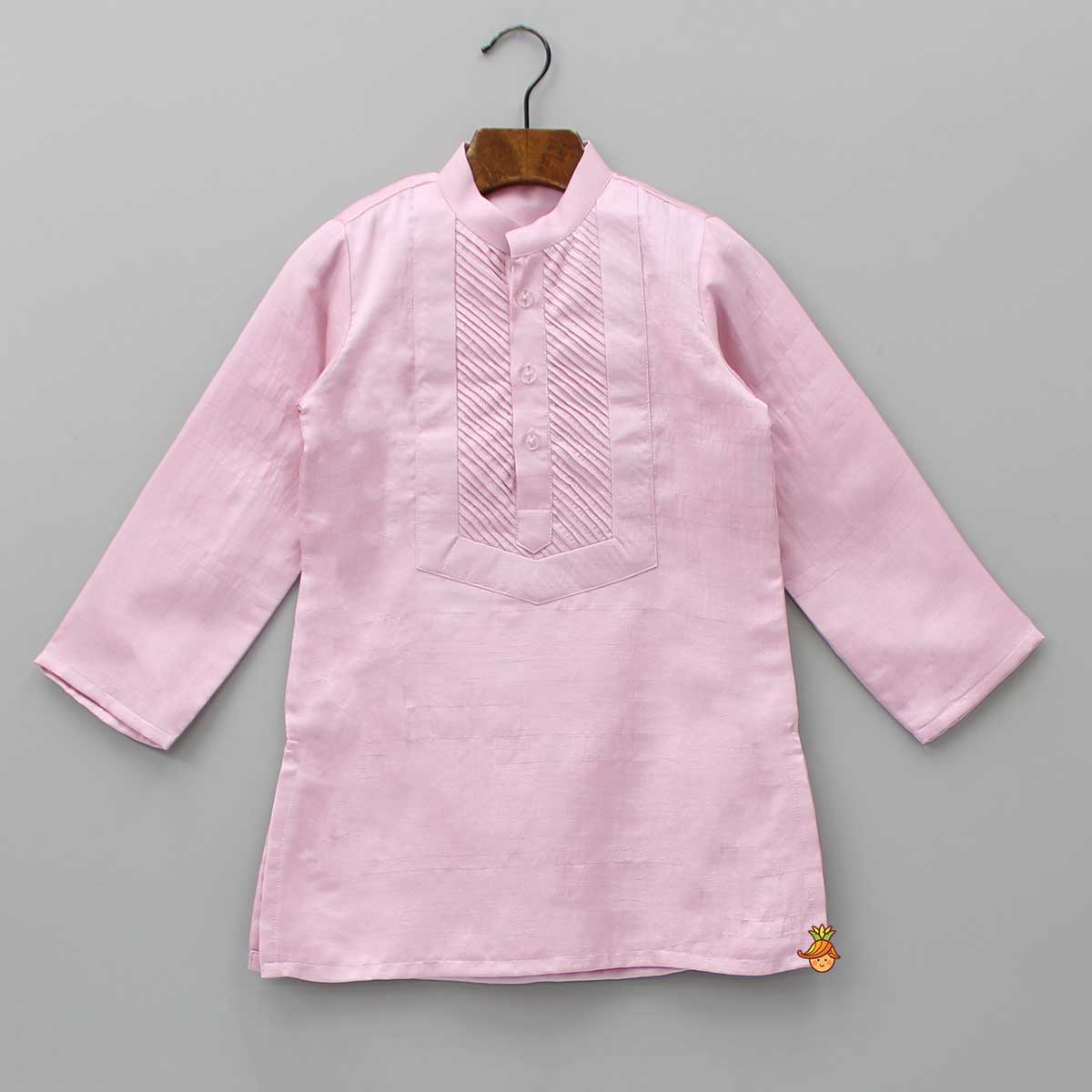 Pre Order: Pin Tuck Lilac Kurta With Floral Printed Jacket And Pyjama