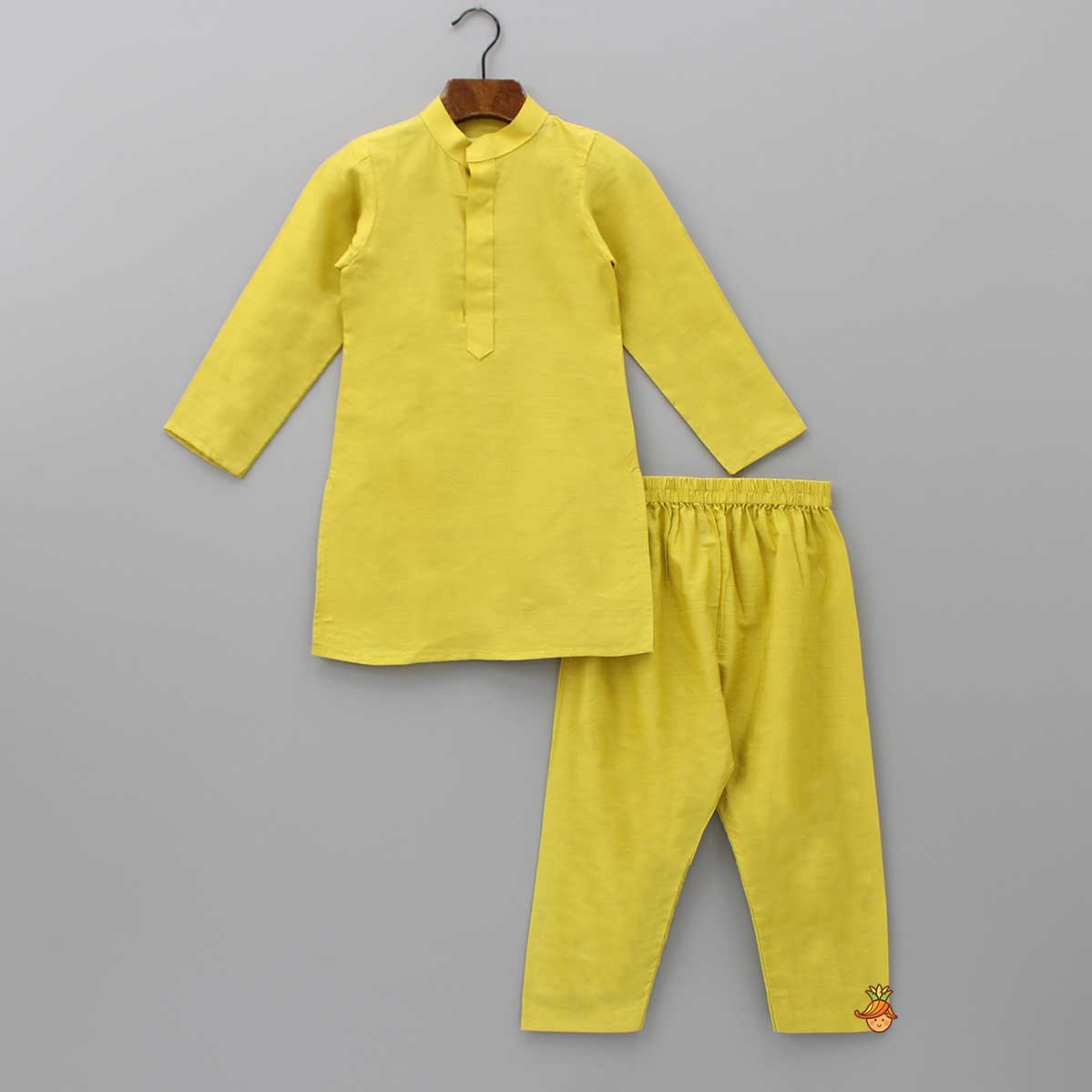 Pre Order: Mustard Kurta With Pin Tuck Jacket And Pyjama