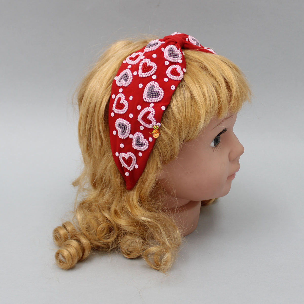 Red Cute Sweet Heart Embroidered Hair Band