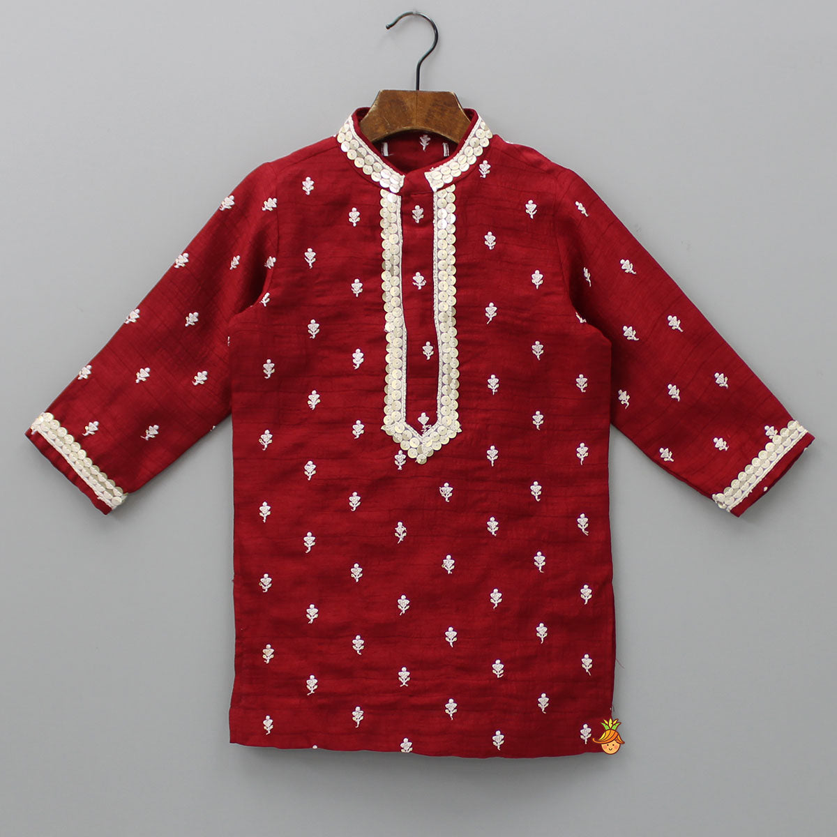 Pre Order: Maroon Embroidered Kurta With Pyjama