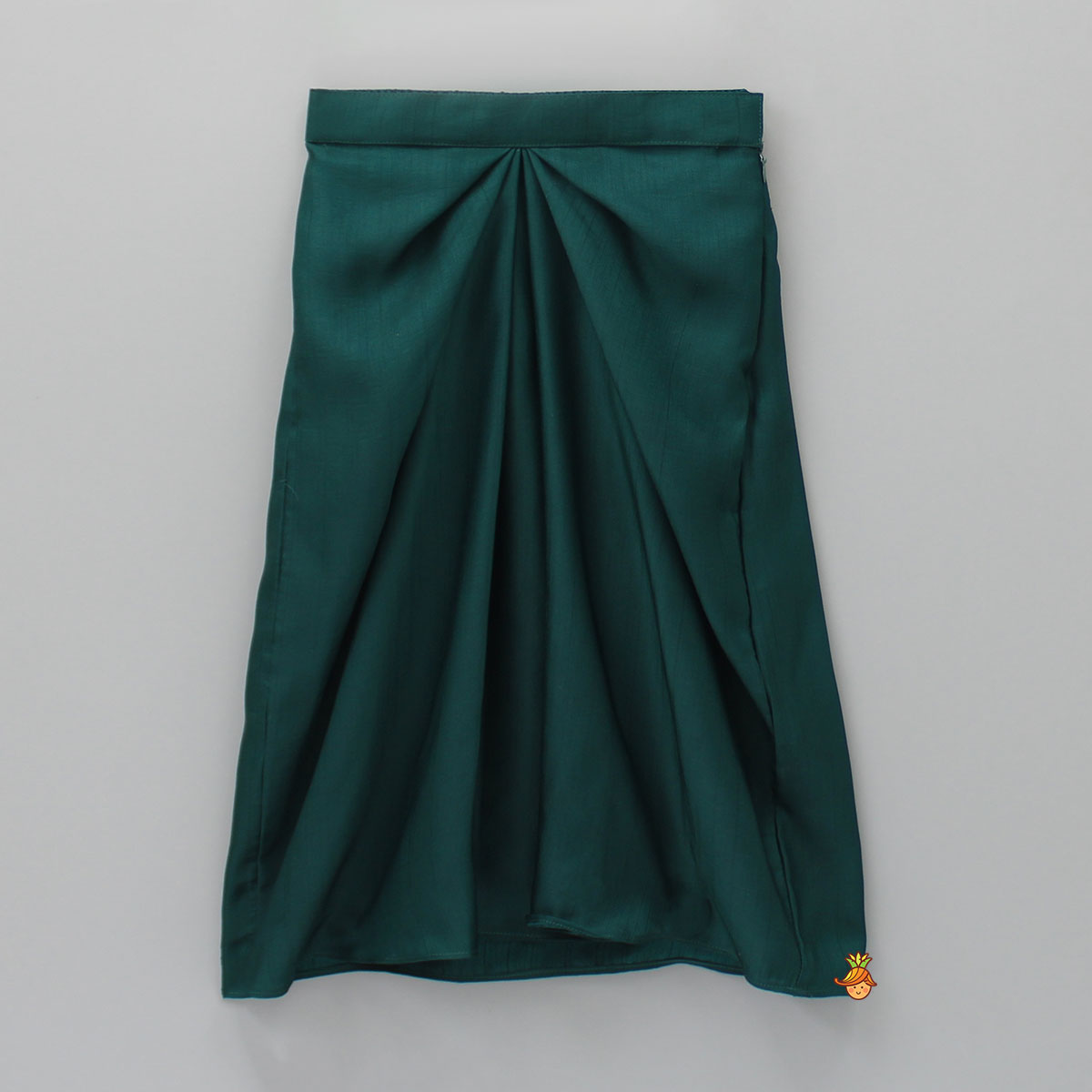 Pre Order: Velvet Green Off Shoulder Top And Dhoti Style Skirt