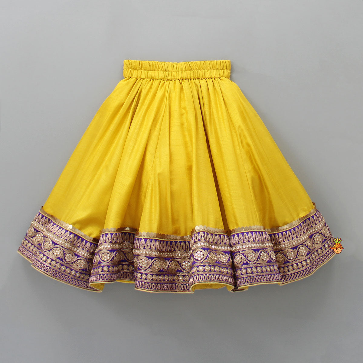 Pre Order: Embroidered Mustard Top And Lehenga With Fringed Net Dupatta