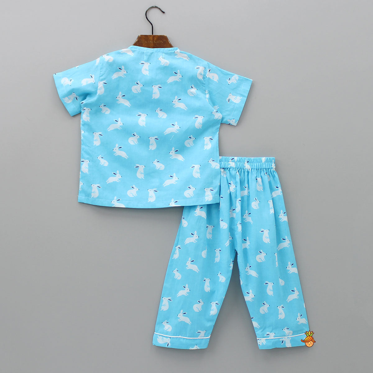 Round Neck Blue Printed Sleepwear