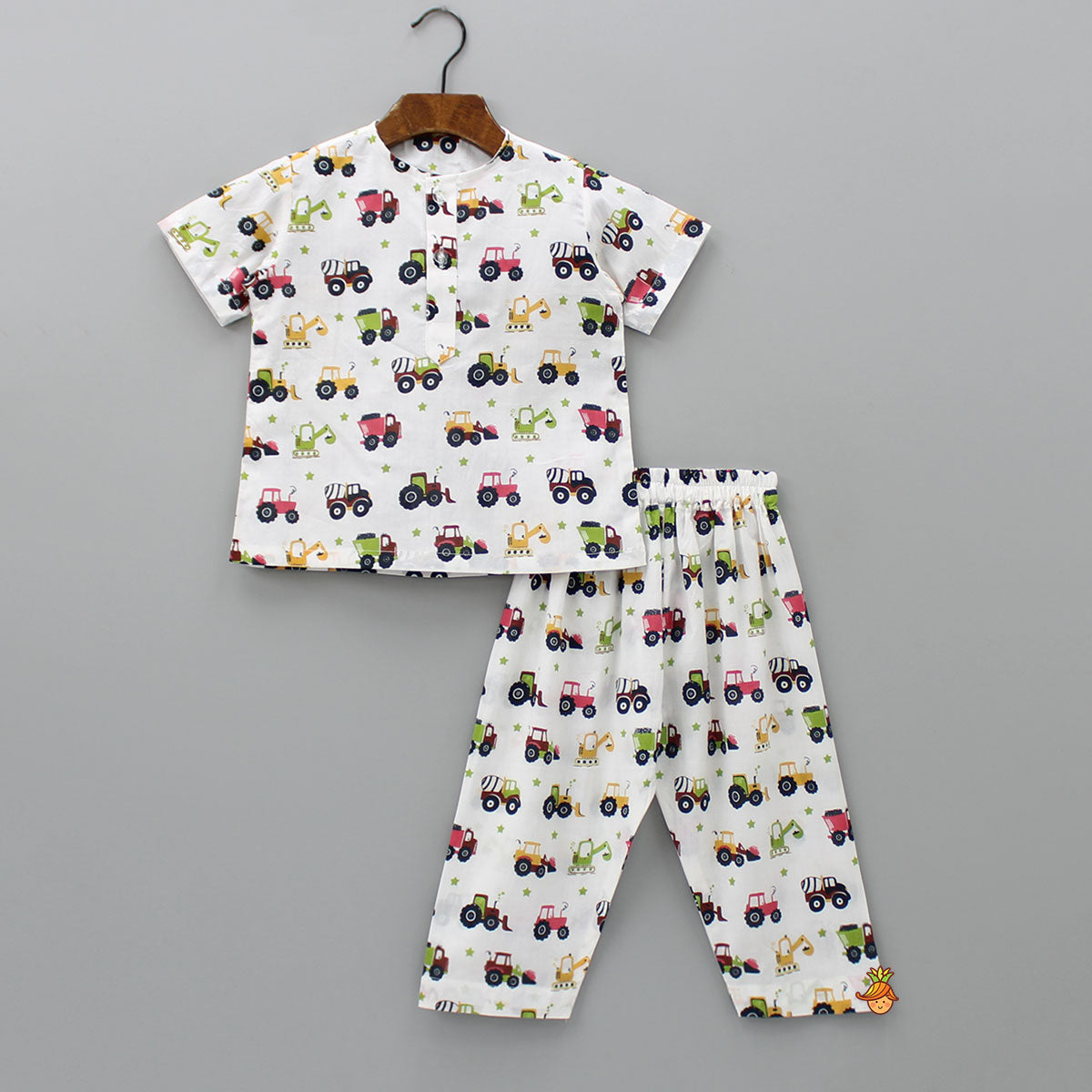 Round Neck Multicolour Vehicles-Printed Sleepwear