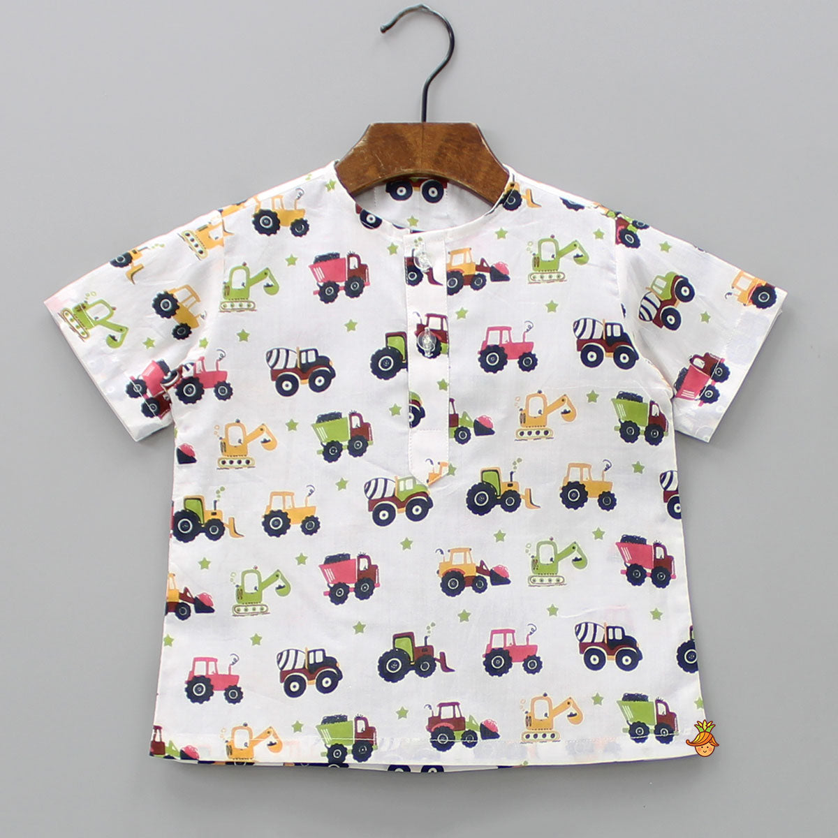 Round Neck Multicolour Vehicles-Printed Sleepwear