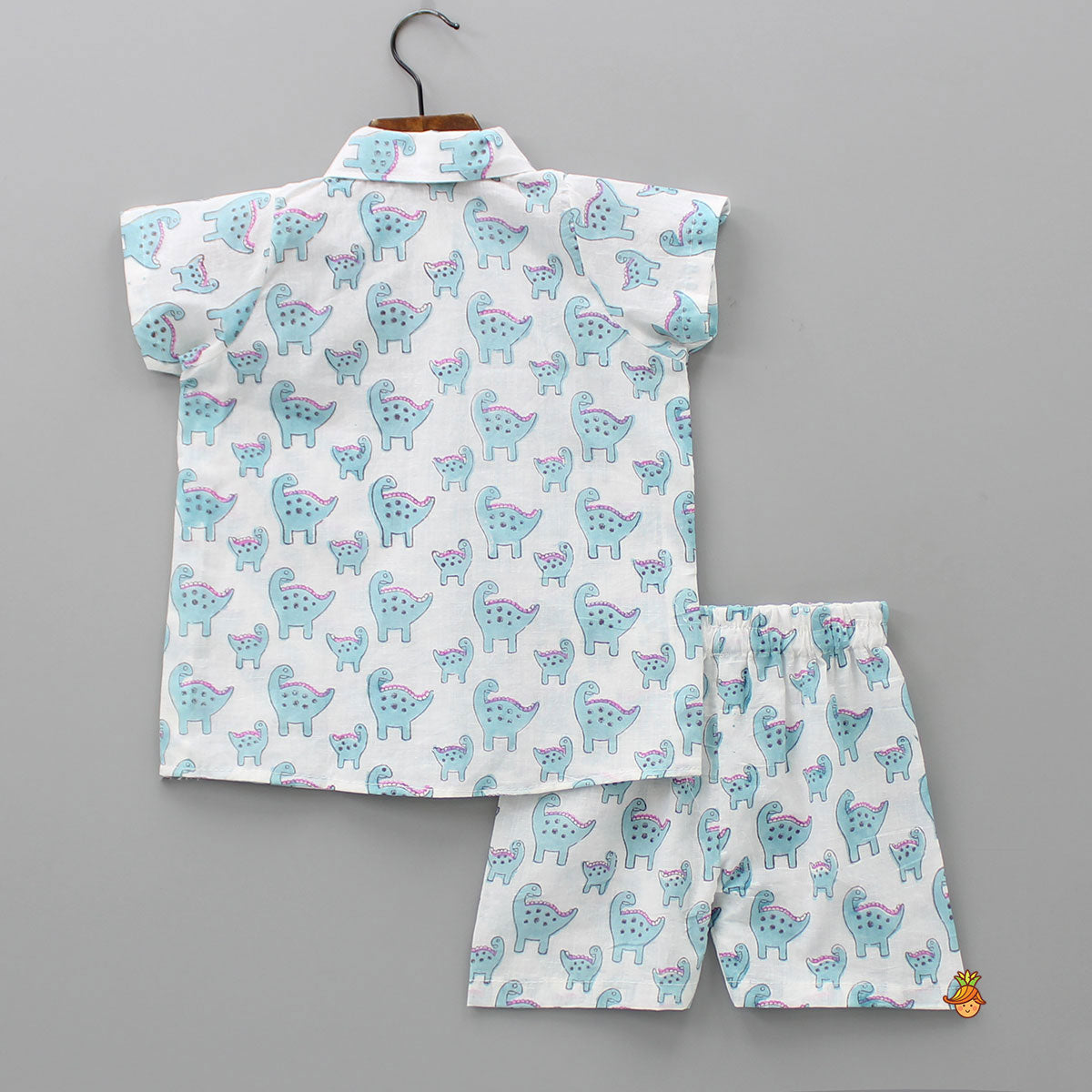 Pre Order: Collar Neck Hand Block Printed Front Open Sleepwear